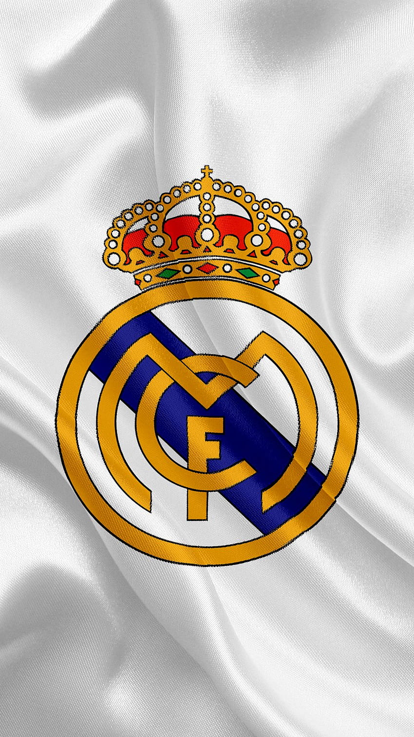 Logo Realu Madryt na fladze Quad ID:3939, flaga Realu Madryt Tapeta na telefon HD