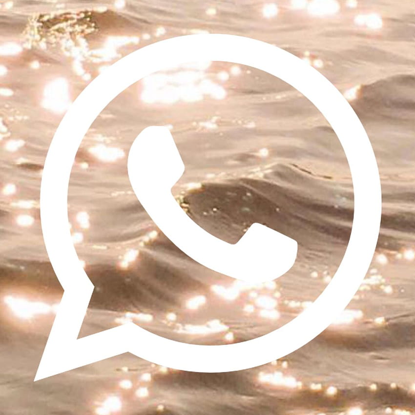 Whatsapp simgesi uygulaması ios 14 bej kahverengi estetik HD telefon duvar kağıdı