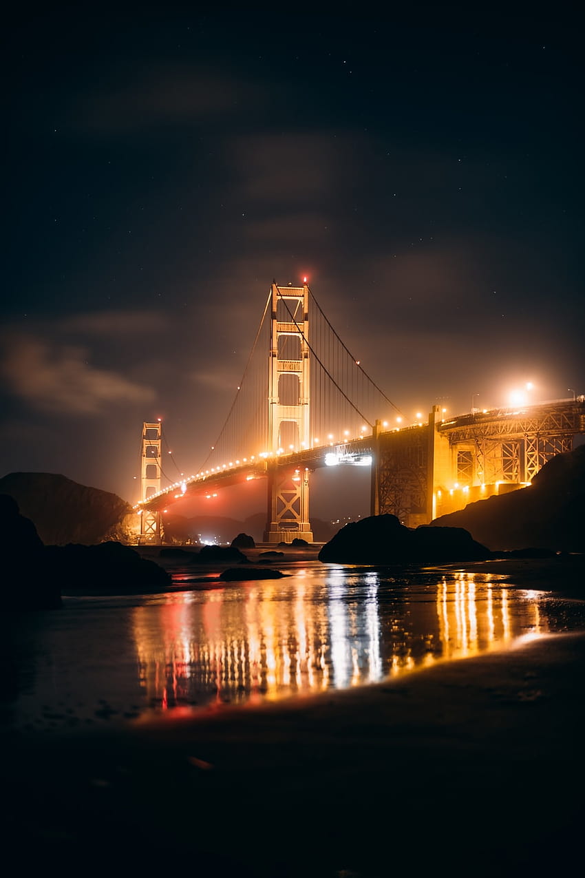 Golden Gate bridge през нощта – Golden Gate bridge, Golden Gate bridge phone HD тапет за телефон