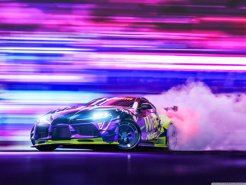 Toyota Supra Car Racing Drift Night Ultra Backgrounds for : Widescreen & UltraWide & Laptop : Multi Display, Dual Monitor : Tablet : Smartphone Wallpaper HD