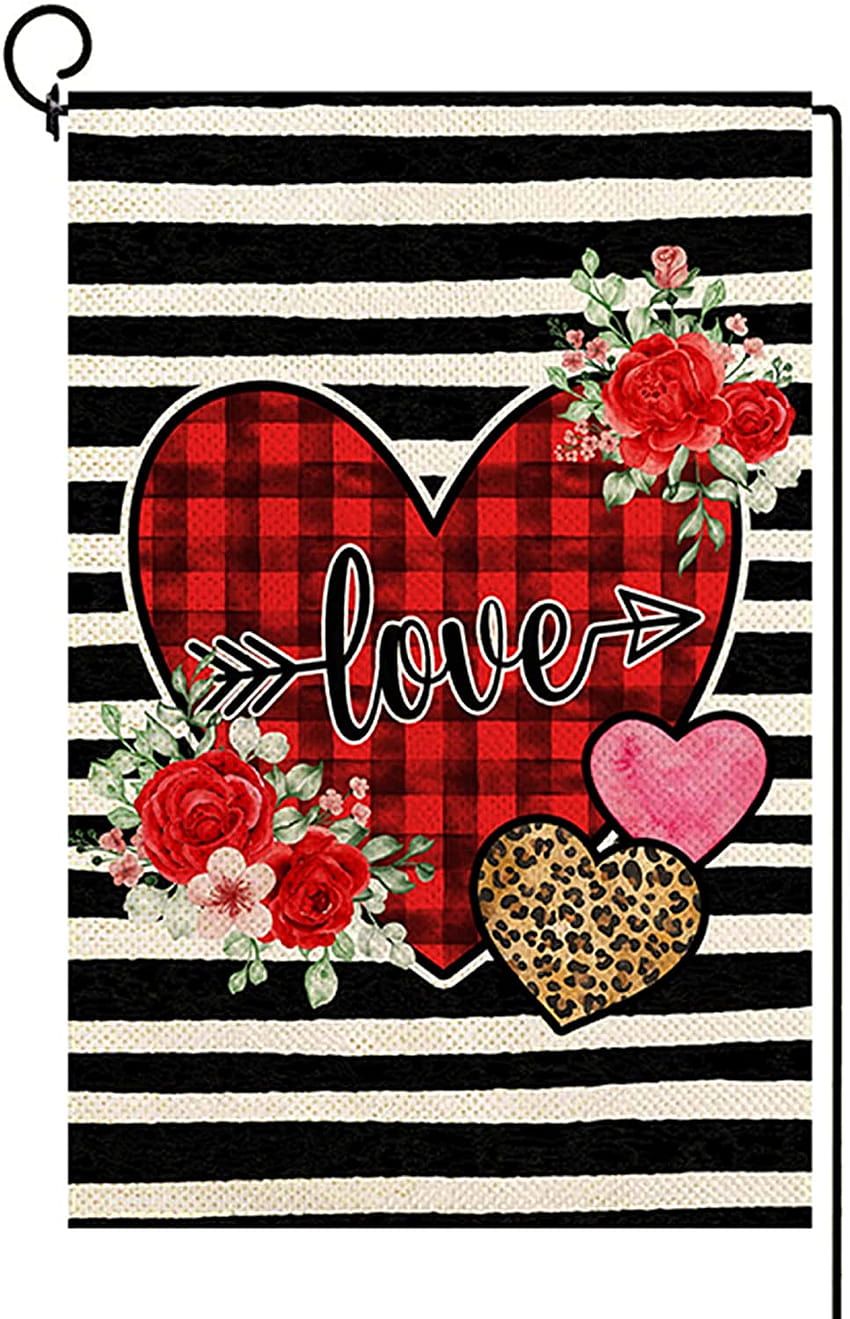 Amazon : Baccessor วันวาเลนไทน์ Love Garden Flag สองด้าน, Valentine Buffalo Plaid Leopard Heart Rose Burlap Flag ครบรอบงานแต่งงาน Yard กลางแจ้งตกแต่งตามฤดูกาล 12 x 18 นิ้ว : ลานสนามหญ้า & Garden, ธงวันวาเลนไทน์ วอลล์เปเปอร์โทรศัพท์ HD