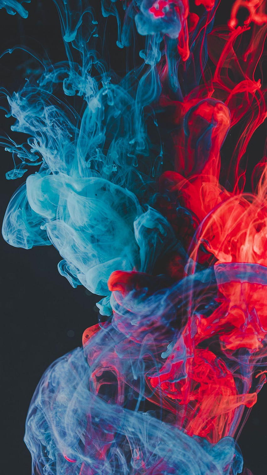 Blue red ink, dipping, close up, smoke phone HD phone wallpaper