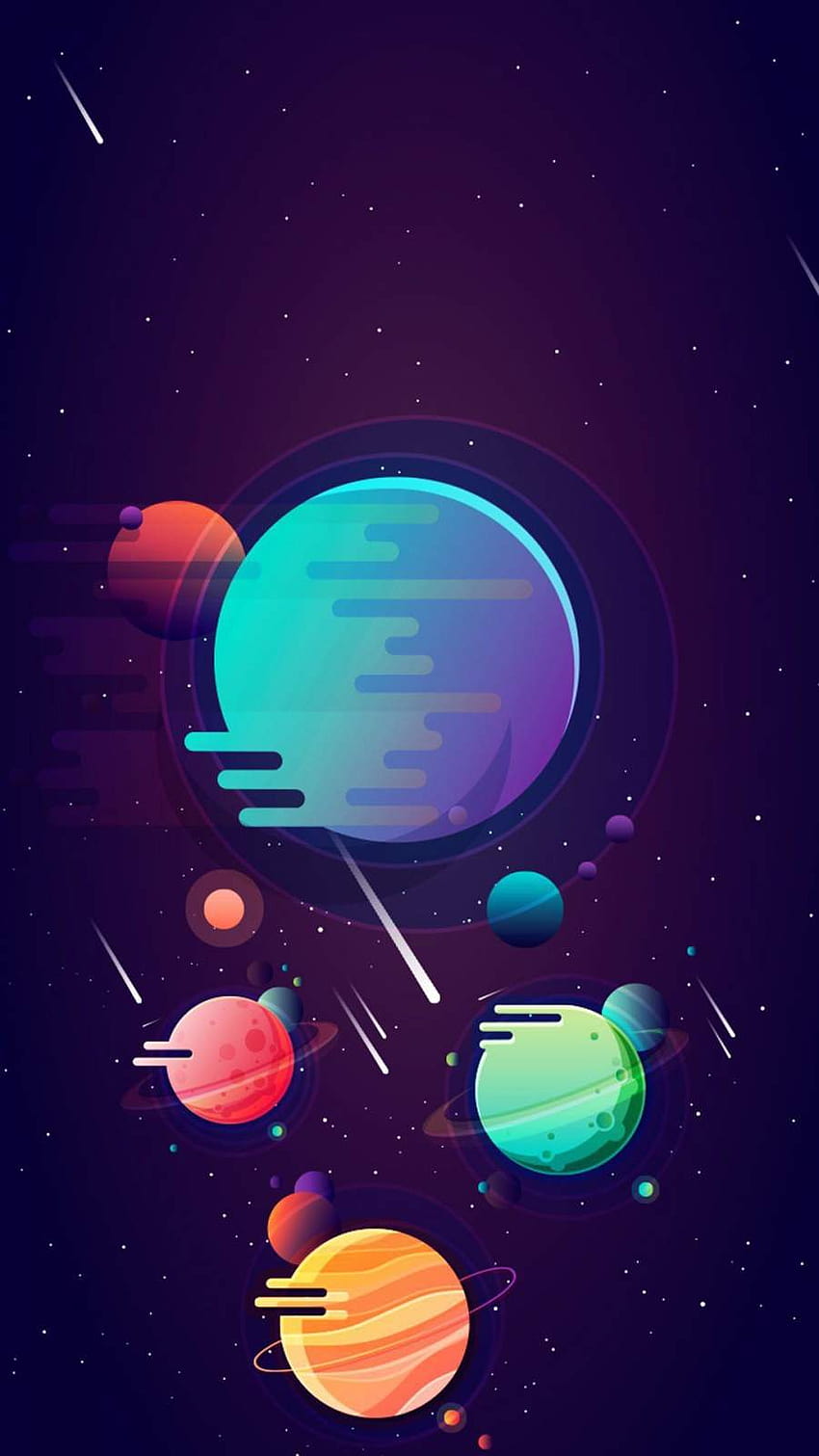 Artístico Minimal Space Planets iPhone, teléfono espacial minimalista fondo de pantalla del teléfono