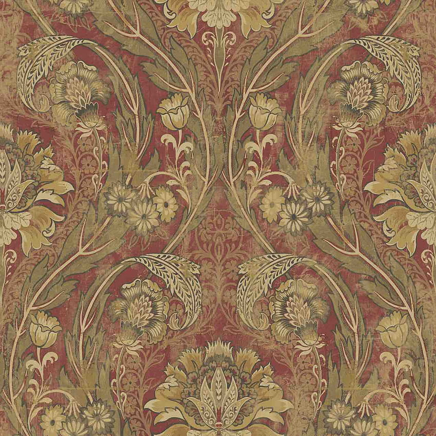 Red Damask Pattern Victorian Style, victorian art HD phone wallpaper