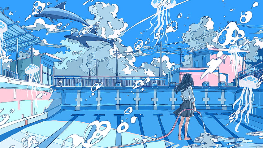 CANDY POOL, anime pool HD wallpaper