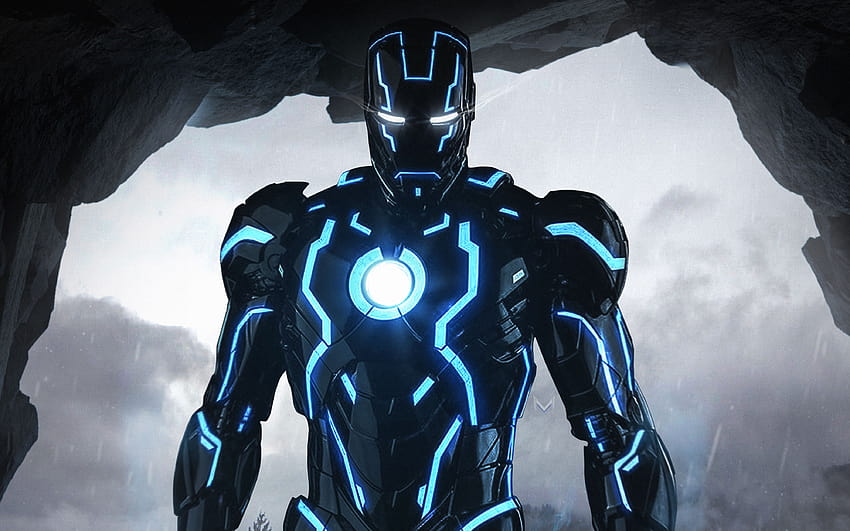 Neon Iron Man, iron man HD wallpaper
