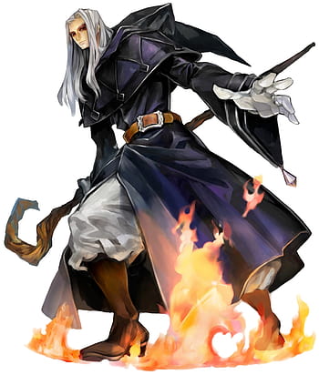 Ilustrace „An embittered anime-style wizard with gray hair in a black robe  angrily clenches his fist from which lightning magic flows, he confidently  looks with contempt and malice at his enemy. 2d