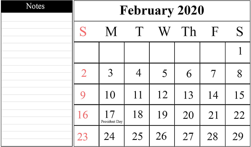 Blank February 2020 Printable Calendar In PDF,Excel & Word, february 2020 calendar HD wallpaper