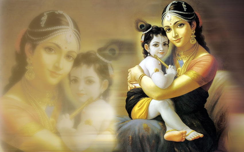 Krishna with yashoda HD wallpaper