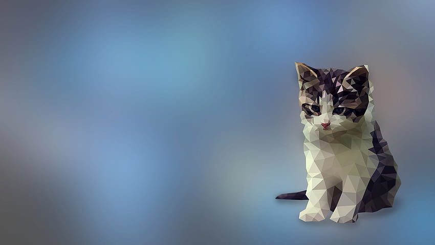 Poligon, Ilustrasi Kucing Putih Dan Hitam Geometris, Ilustrasi Kucing Putih Dan Hitam • Untuk Anda Wallpaper HD