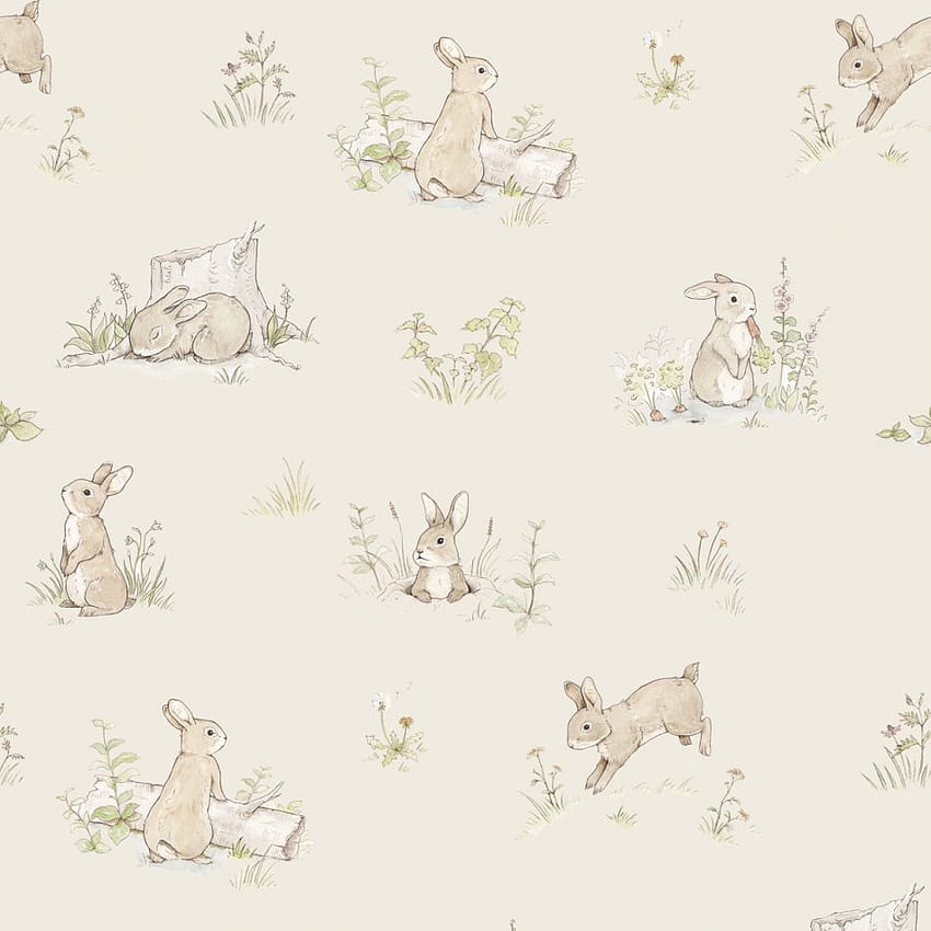 Rabbit Day Beige, estética conejo fondo de pantalla del teléfono