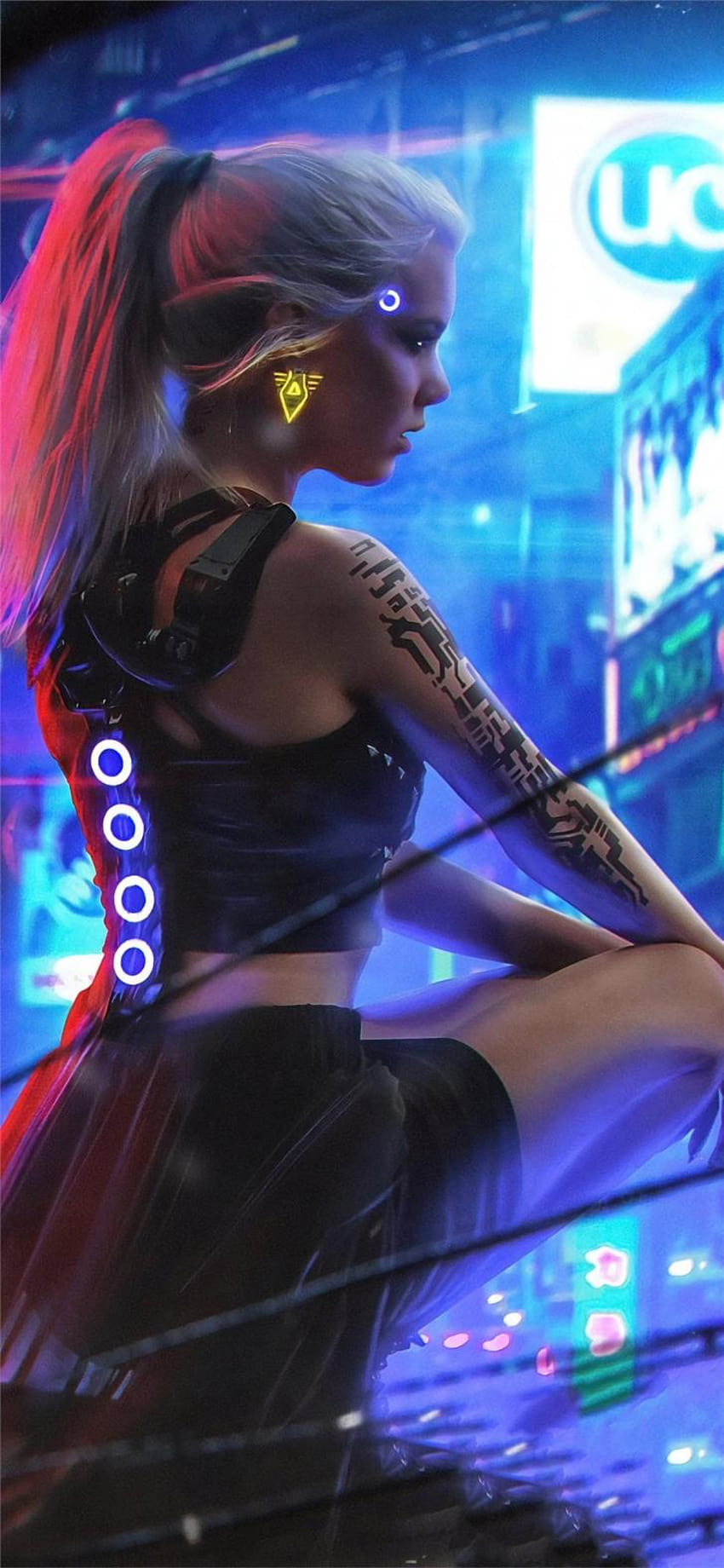 : Cyberpunk, Neon, Girl, Iphone, X, , iphone xr cyberpunk HD phone wallpaper
