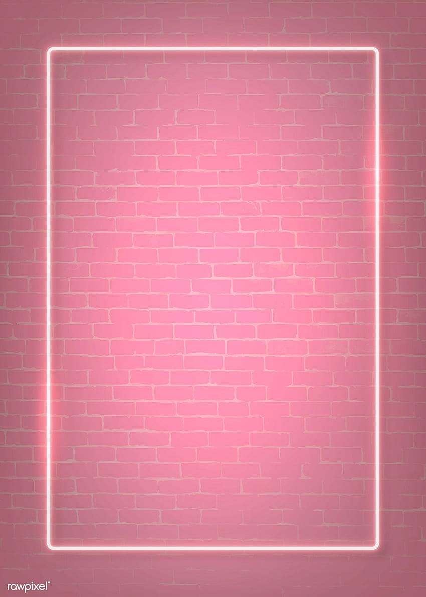 vecteur premium de cadre néon rose rectangle sur un mur de briques roses Fond d'écran de téléphone HD