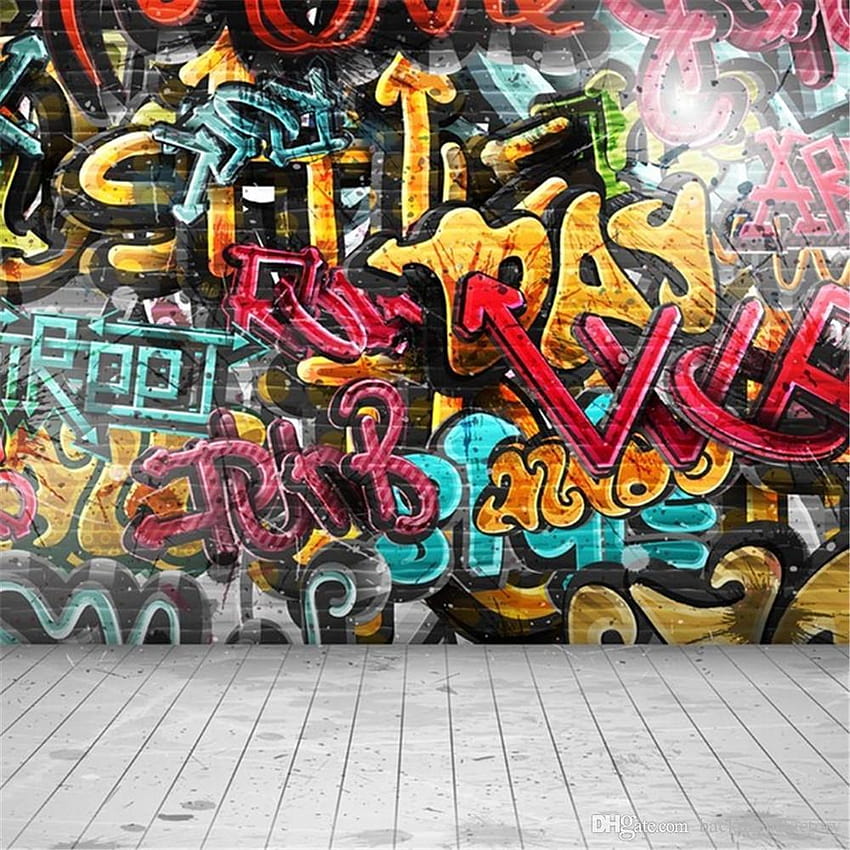 Графичен фон за стена с цифрови рисувани графити Деца Деца, фонова графична HD тапет за телефон
