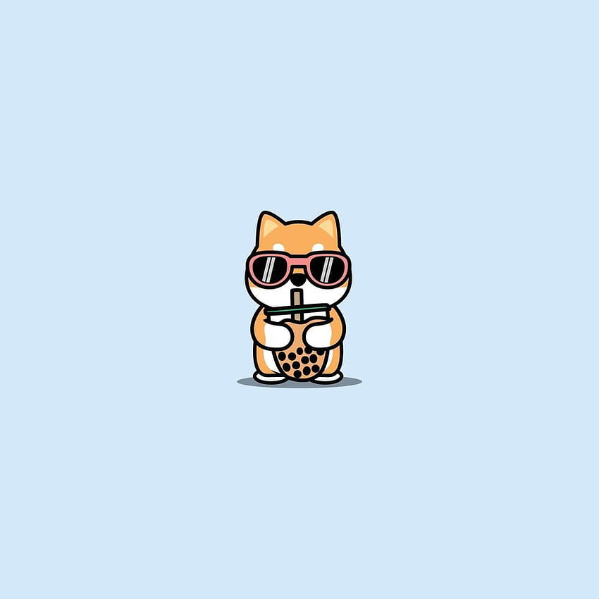 Cute shiba inu dog with sunglasses drinking bubble tea cartoon, vector illustration 2082664 Vector Art at Vecteezy, dog boba HD phone wallpaper