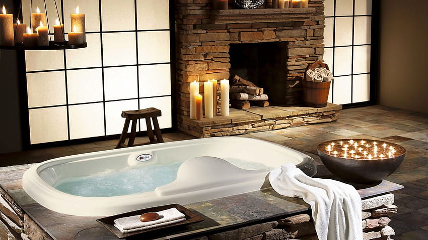 bathtubs, interior, candles :: HD wallpaper