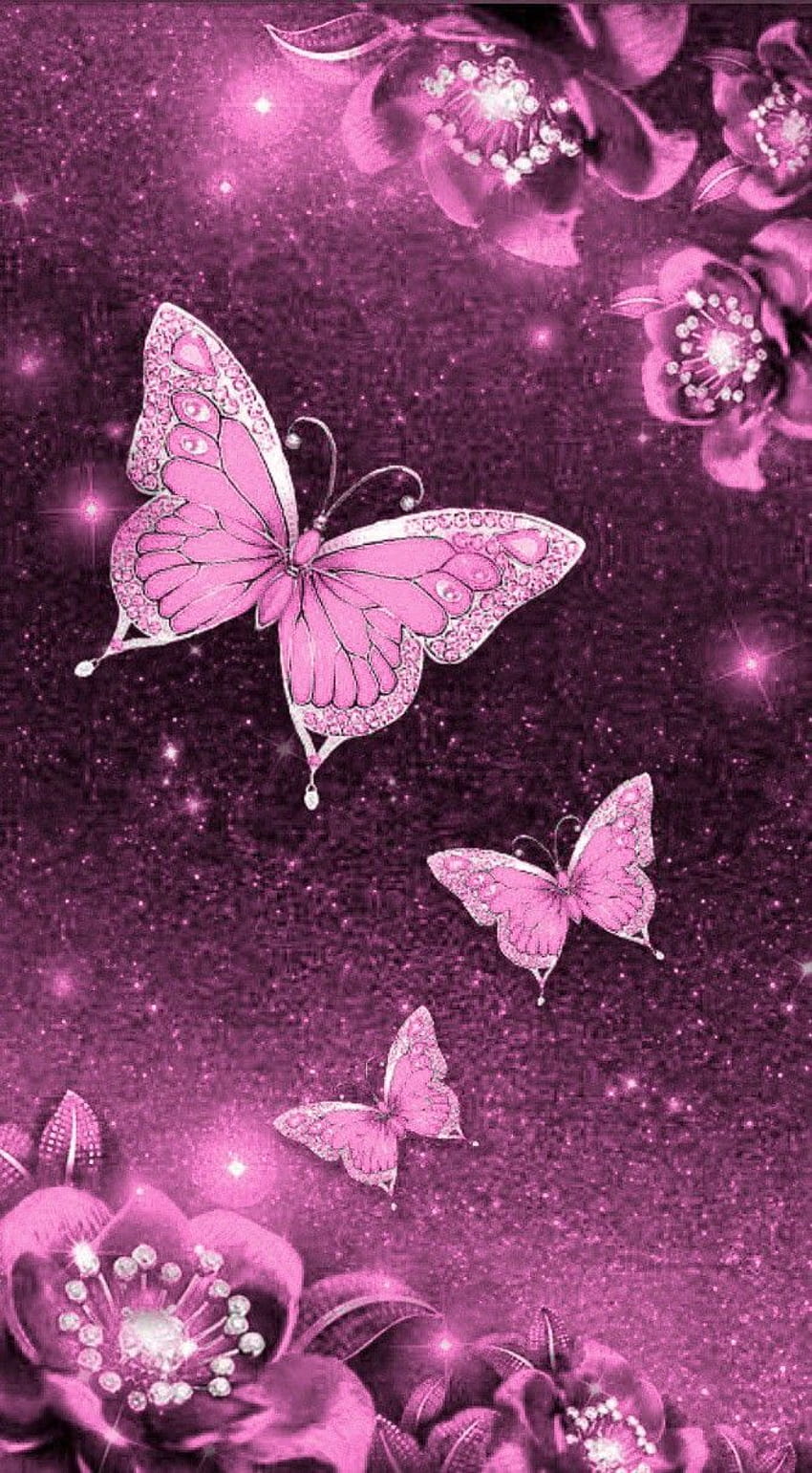 Роза Мария, блестящи пеперуди HD тапет за телефон