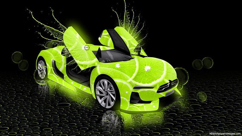 Lime Abstract Car 28301, lime green sports car HD wallpaper