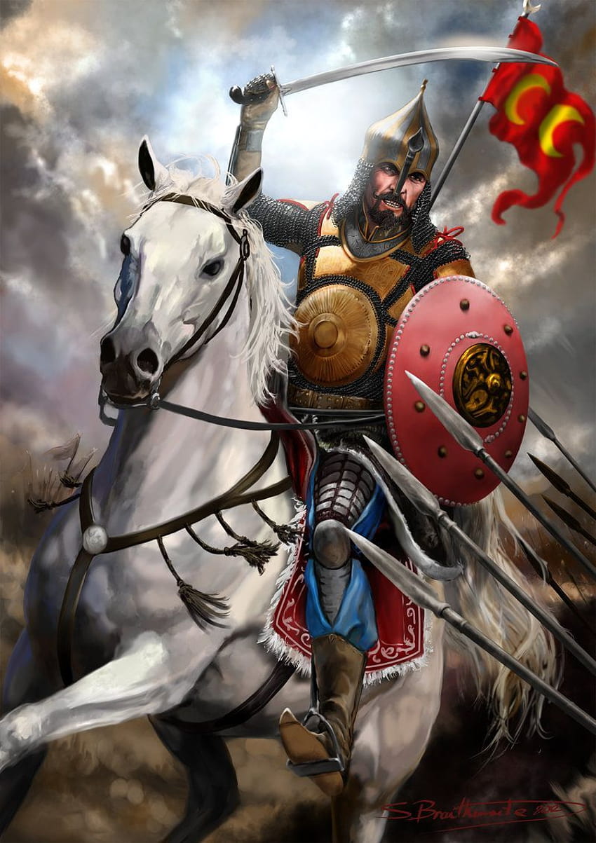 Kilij Arslan II. aus dem Sultanat Rûm besiegte den byzantinischen Kaiser Manuel I. Komnenos in der Schlacht von Myriok …, den osmanischen Krieger HD-Handy-Hintergrundbild