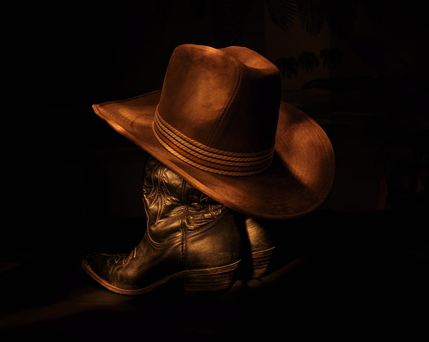 Painting Of Cowboy Boots And Hat, cowgirl hat HD wallpaper
