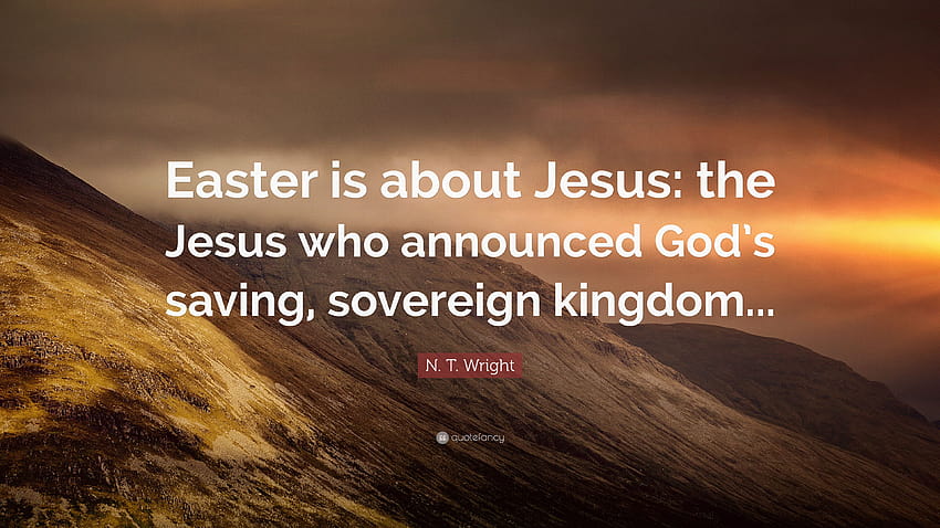 N. T. Wright Cytaty: „W Wielkanoc chodzi o Jezusa: Jezusa, który jest bogiem Wielkanocy Tapeta HD