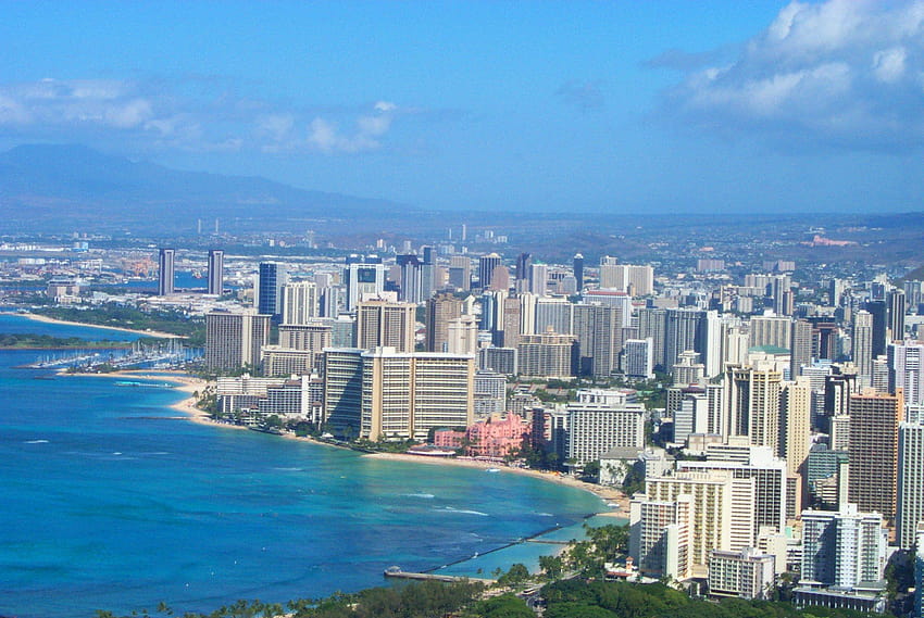 Изглед към Уайкики и Хонолулу Оаху Хавай 1534081, Уайкики Хавай HD тапет