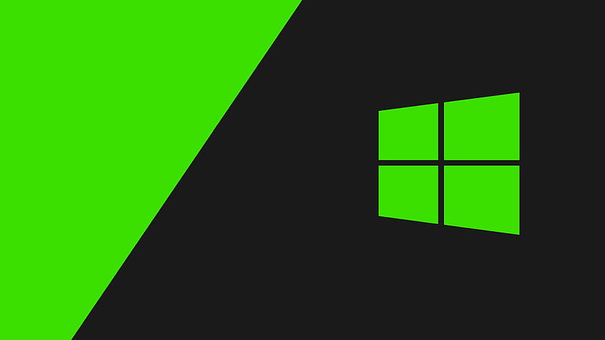 สีดำสำหรับ Windows 10 – จาก 10 – พร้อมโลโก้บนพื้นหลังสีเข้มและสีเขียว หน้าต่างเป็นสีเขียว วอลล์เปเปอร์ HD