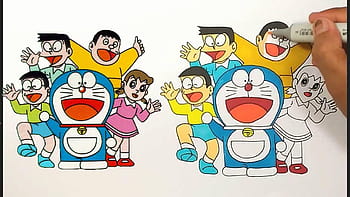 Doraemon Picture Drawing Tutorial - How to Make Doraemon Face Drawing