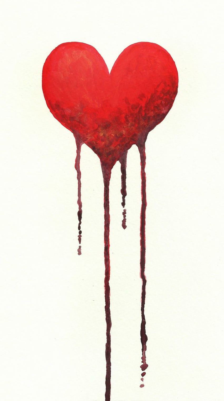Zeichnung eines blutenden Herzens, blutiges Herz HD-Handy-Hintergrundbild