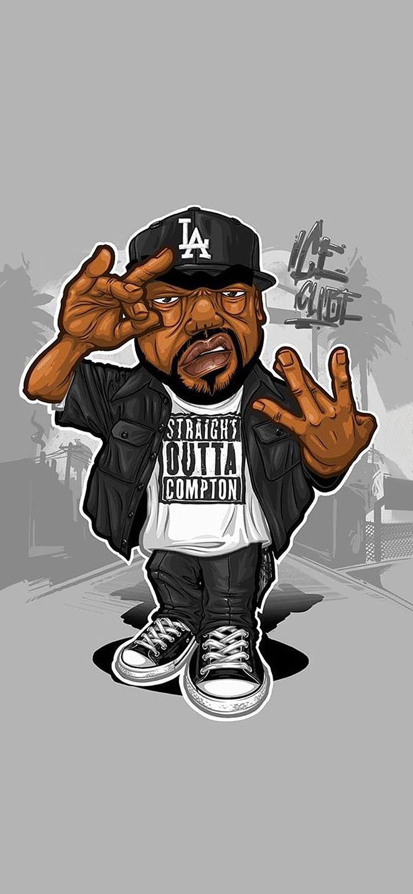 Ice Cube Art, изрязан, нарязан и редактиран за iPhone Xs Max, карикатура на iphone хип-хоп художник HD тапет за телефон