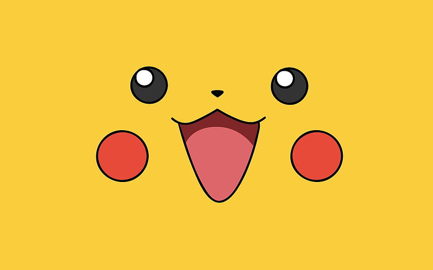 Творческа карикатура със сладко лице на Pikachu Pokemon, карикатура с покемони HD тапет