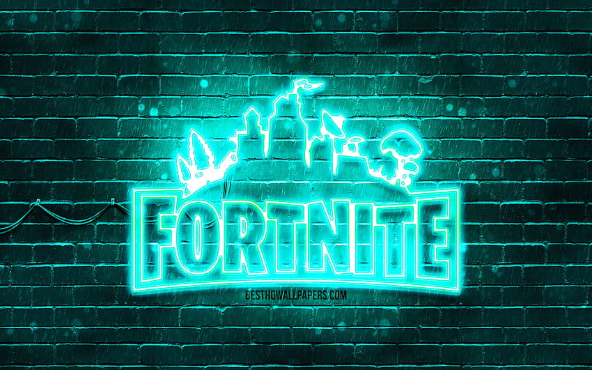 Fortnite turquoise logo, turquoise, cool gaming tuoquoise HD wallpaper