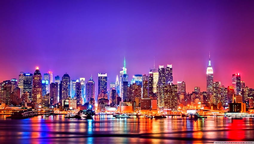 Skyline von New York bei Nacht ❤, NYC HD-Hintergrundbild