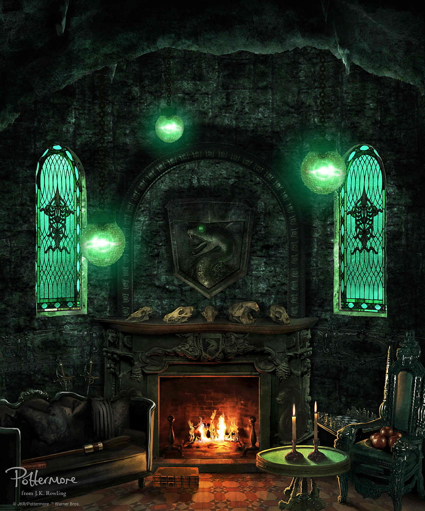 Sala común de Slytherin Harry Potter en perro, sala común de fondo de pantalla del teléfono