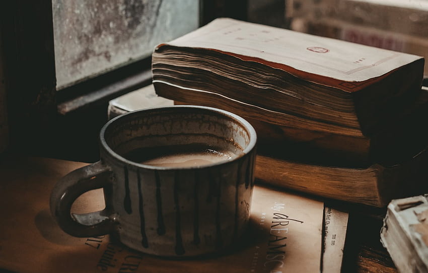 Coffee, Mood, Window, Books, Foods, books and winter HD wallpaper