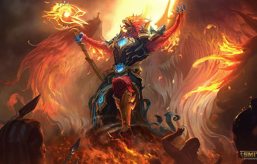 Feuer, Flügel, Kunst, Gott, Phönix, schlagen, schlagen Schlachtfeld der Götter HD-Hintergrundbild