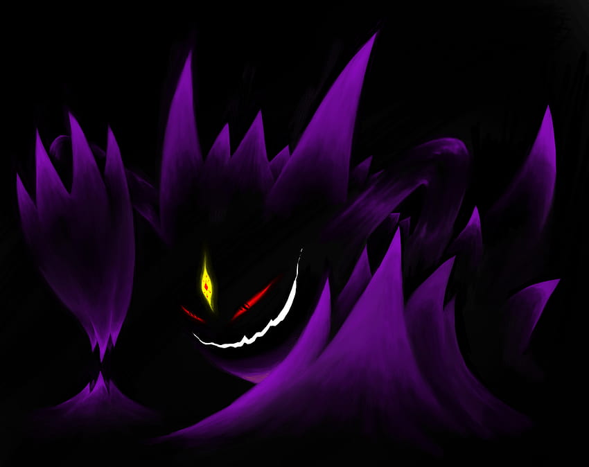 Can someone change the colors of Mega Gengar and Gigantamax Gengar to their  shiny colorations in this image? And change background color to light  blue? Regular Gengar isn't too different from it's