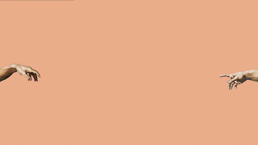 Pink Aesthetic Adam and God Fingers Trendy Backgrounds Peach, kawaii chromebook HD wallpaper