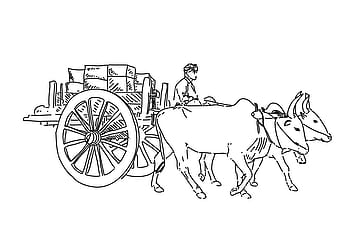 Free Vector | Bullock cart cartoon vector illustration