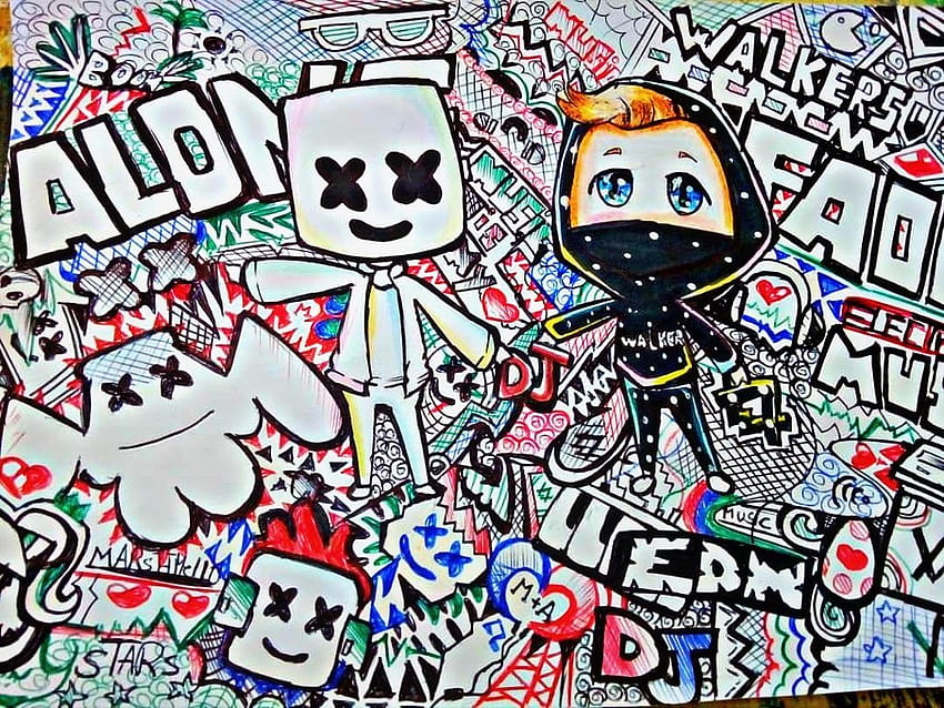 Marshmello & Alan Walker! Fan Art Chibi marshmello mars, alan walker vs marshmello HD wallpaper