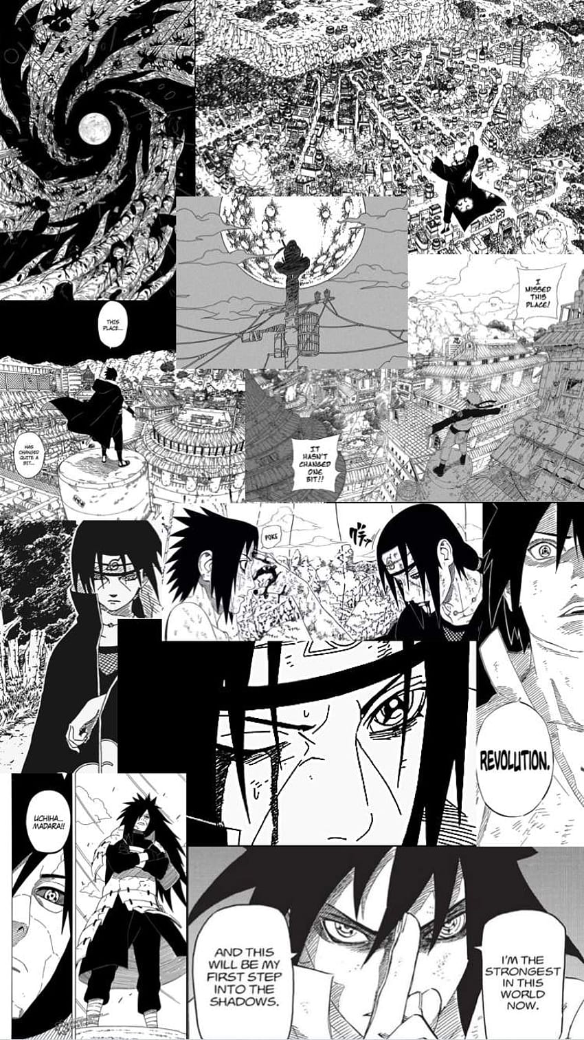 Paneles de manga, sasuke manga. fondo de pantalla del teléfono