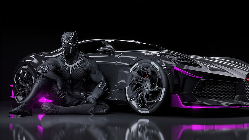 Black Panther Bugatti Chiron La voiture noire Ultra ID:6437, bugatti neon Fond d'écran HD