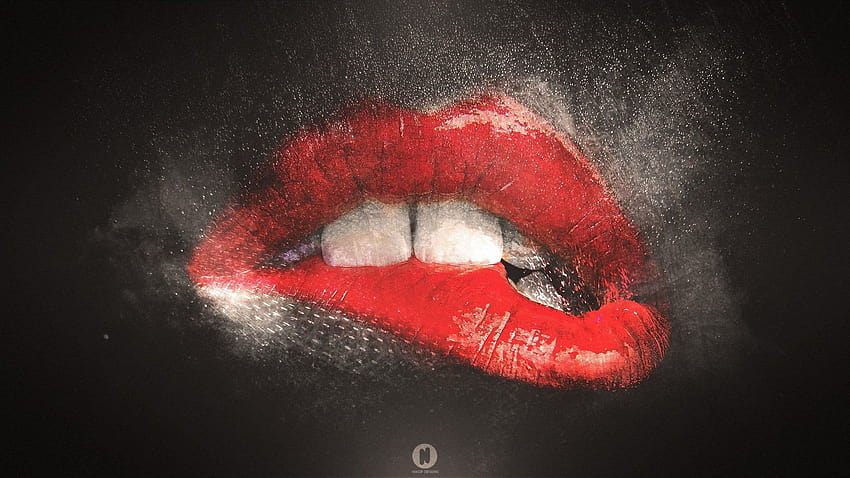 bibir lipstik merah mulut terbuka, wanita bibir merah hitam Wallpaper HD
