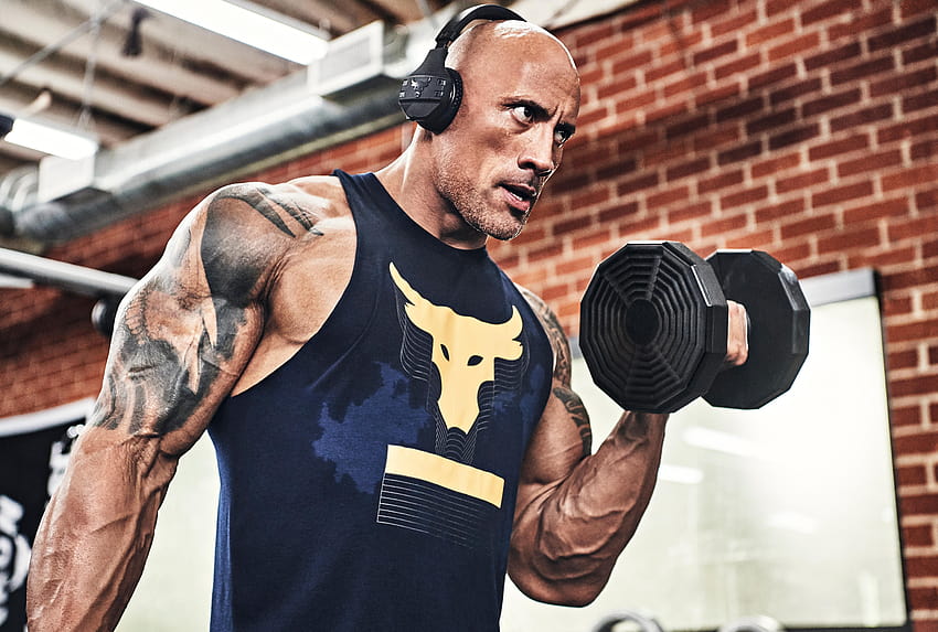 Under Armour Project Rock Logo, the rock gym HD wallpaper