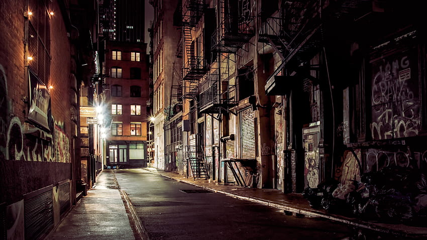 Ritaglia New York City per, Urban, Night, Usa, Alley, Lights Backgrounds, urban night Sfondo HD
