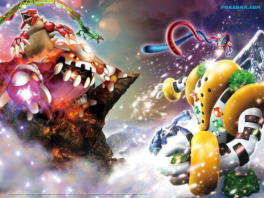 Rayquaza vs Deoxys, anime, battle, legendary, pokemon, space, HD wallpaper
