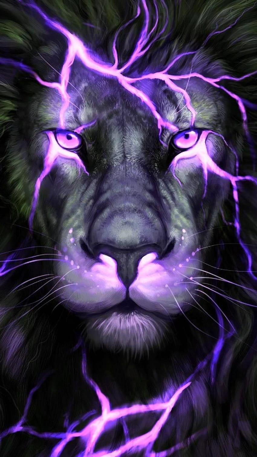 Purple Lion, neon lion HD phone wallpaper