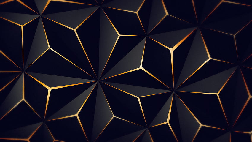 Triangle Solid Black Gold , Abstract, Backgrounds, and, black and golden HD wallpaper