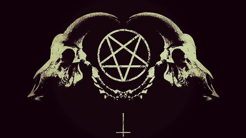 Pentagram with goat skulls. HD wallpaper