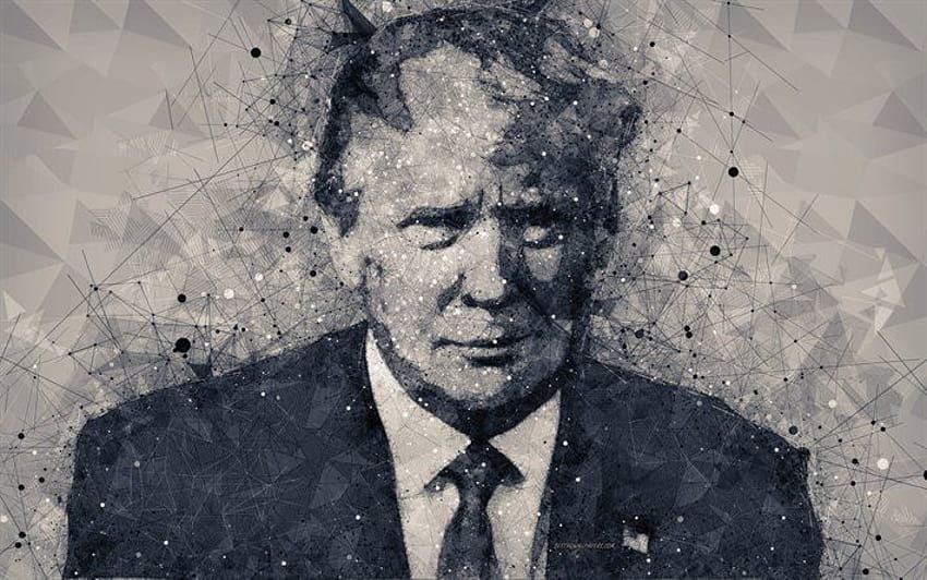 Donald Trump, retrato geométrico creativo, rostro, presidente estadounidense, arte, 4 de julio, EE. UU., político, arte creativo, Donald John Trump. fondo de pantalla